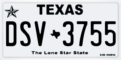 TX license plate DSV3755