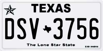 TX license plate DSV3756