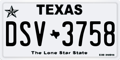 TX license plate DSV3758