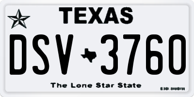 TX license plate DSV3760