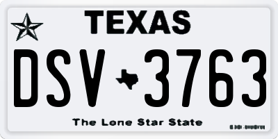 TX license plate DSV3763