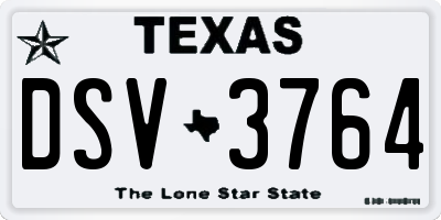 TX license plate DSV3764