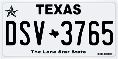 TX license plate DSV3765