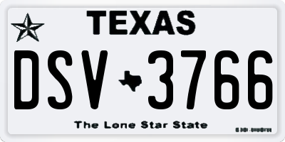 TX license plate DSV3766