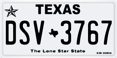 TX license plate DSV3767