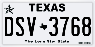 TX license plate DSV3768