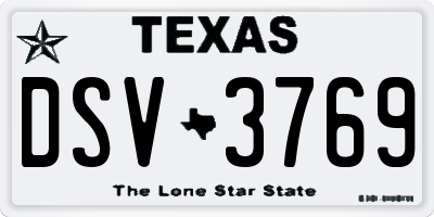 TX license plate DSV3769