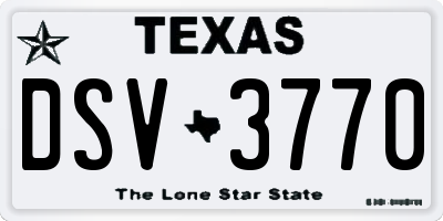 TX license plate DSV3770