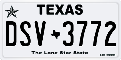 TX license plate DSV3772