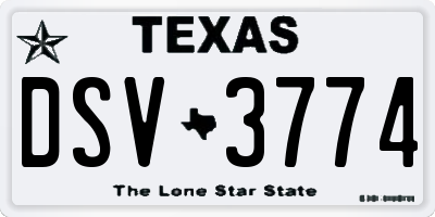 TX license plate DSV3774