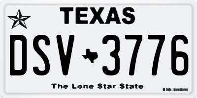 TX license plate DSV3776