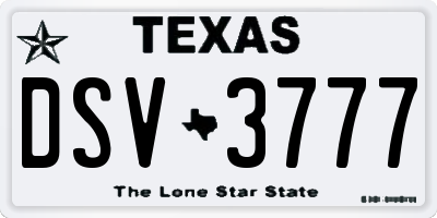 TX license plate DSV3777