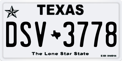 TX license plate DSV3778