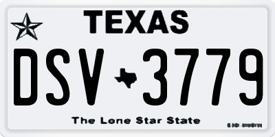 TX license plate DSV3779