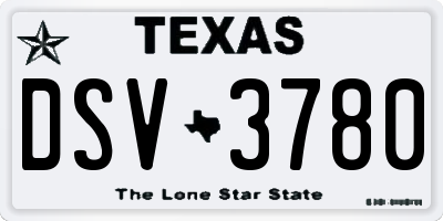TX license plate DSV3780