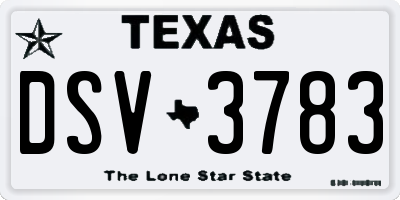 TX license plate DSV3783
