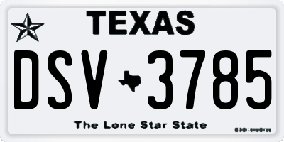 TX license plate DSV3785