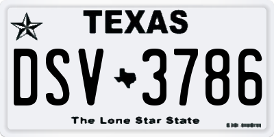 TX license plate DSV3786