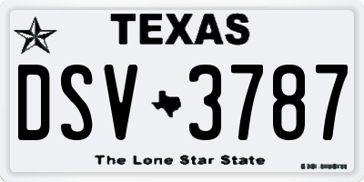 TX license plate DSV3787