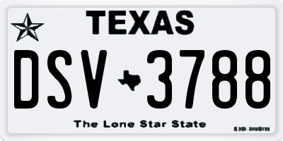 TX license plate DSV3788