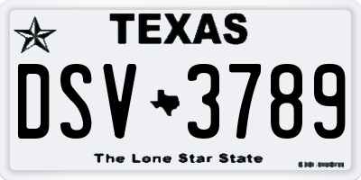 TX license plate DSV3789