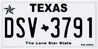 TX license plate DSV3791