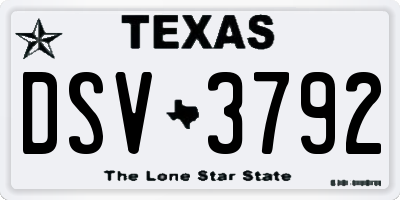 TX license plate DSV3792