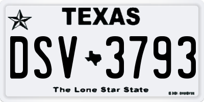 TX license plate DSV3793