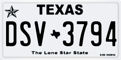 TX license plate DSV3794