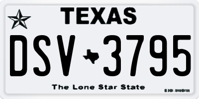 TX license plate DSV3795