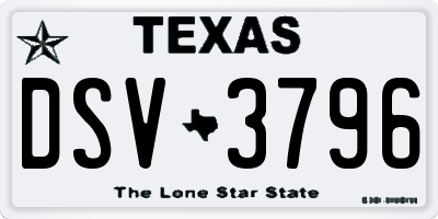 TX license plate DSV3796