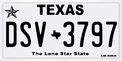 TX license plate DSV3797