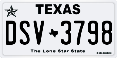 TX license plate DSV3798