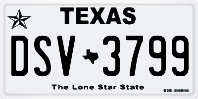 TX license plate DSV3799