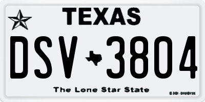 TX license plate DSV3804