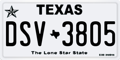 TX license plate DSV3805