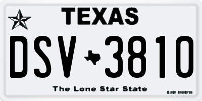 TX license plate DSV3810