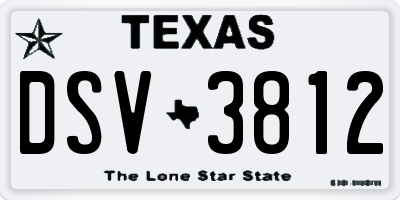TX license plate DSV3812