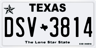 TX license plate DSV3814