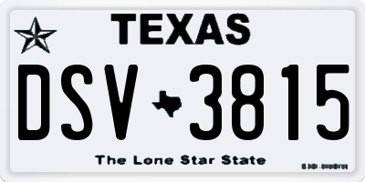 TX license plate DSV3815