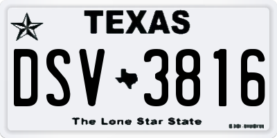 TX license plate DSV3816
