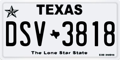 TX license plate DSV3818