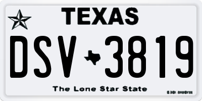 TX license plate DSV3819
