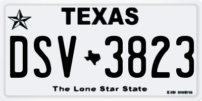 TX license plate DSV3823