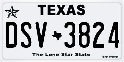 TX license plate DSV3824