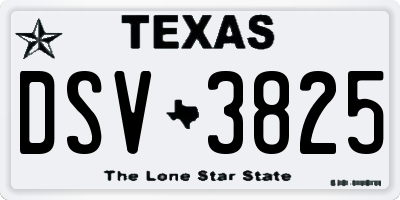 TX license plate DSV3825