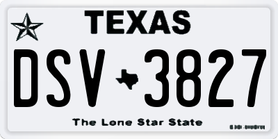 TX license plate DSV3827