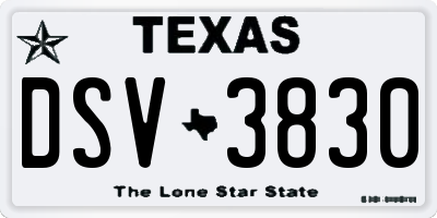 TX license plate DSV3830