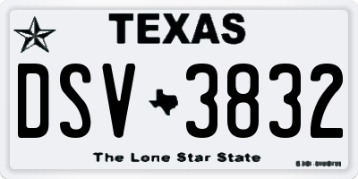 TX license plate DSV3832