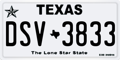 TX license plate DSV3833